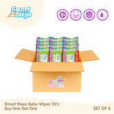 Smart Steps Baby Wipes 50's (Buy 1 Get 1) Set of 6
